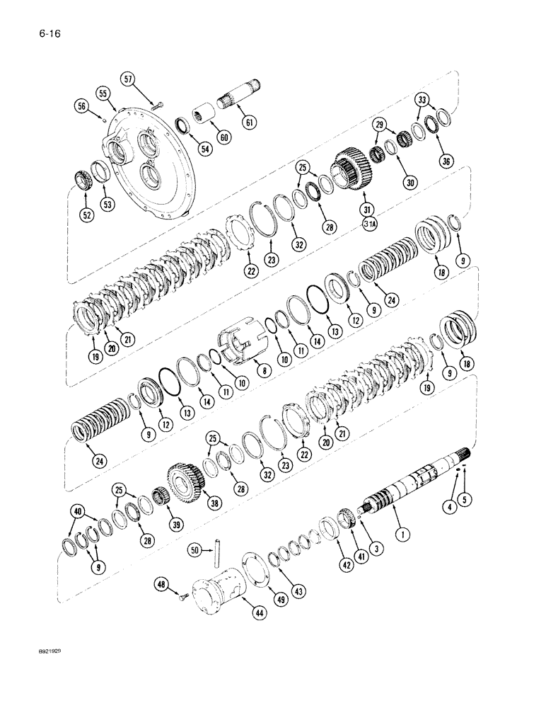 Схема запчастей Case IH 7130 - (6-016) - TRANSMISSION SPEED, INPUT SHAFT WITHOUT CREEPER, TRANSMISSION S/N AJB0055133 AND AFTER (06) - POWER TRAIN