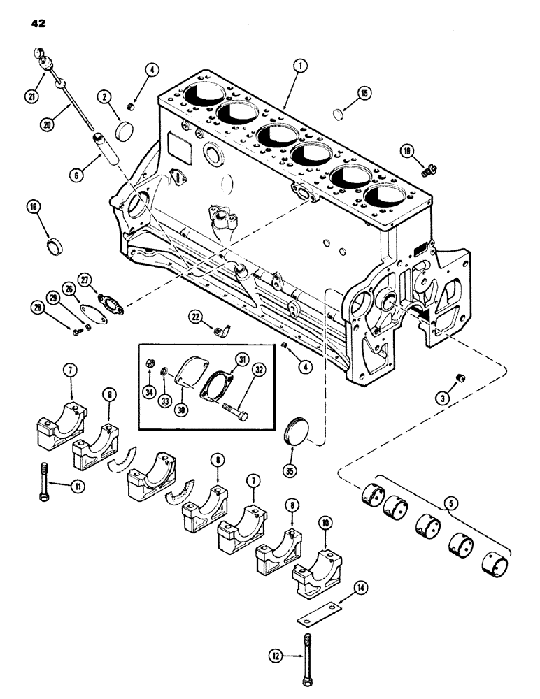 Схема запчастей Case IH 970 - (042) - CYLINDER BLOCK ASSEMBLY, (377B) SPARK IGNITION ENGINE (02) - ENGINE