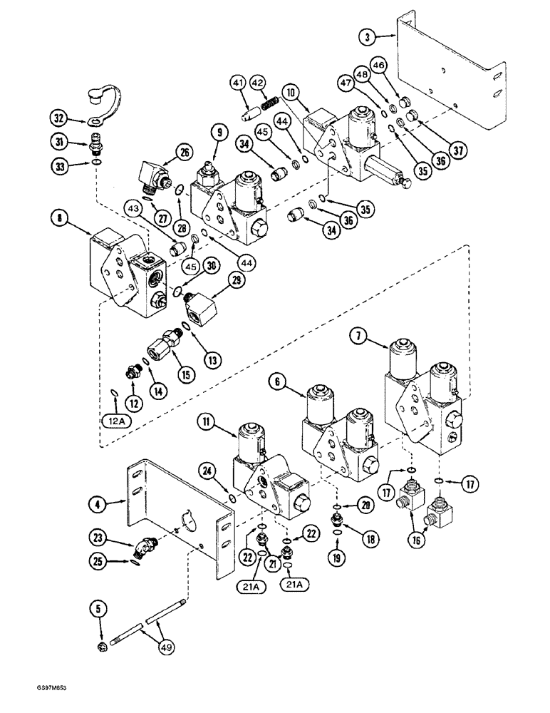 Схема запчастей Case IH 1660 - (8-058) - CONTROL VALVE AND MOUNTING, WITHOUT FORE AND AFT ATTACHMENT, P.I.N. JJC0103800 AND AFTER (07) - HYDRAULICS