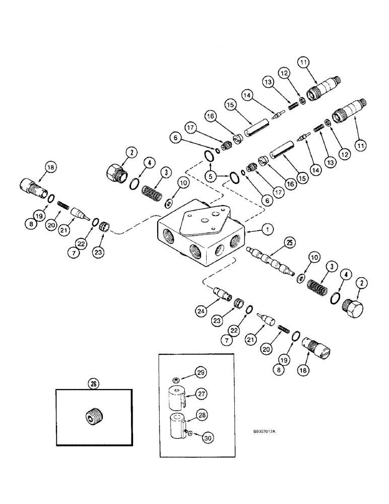 Схема запчастей Case IH 1660 - (8-42) - DOUBLE PILOTED VALVE, FOR AUGER SWING AND REEL FORE/AFT (07) - HYDRAULICS