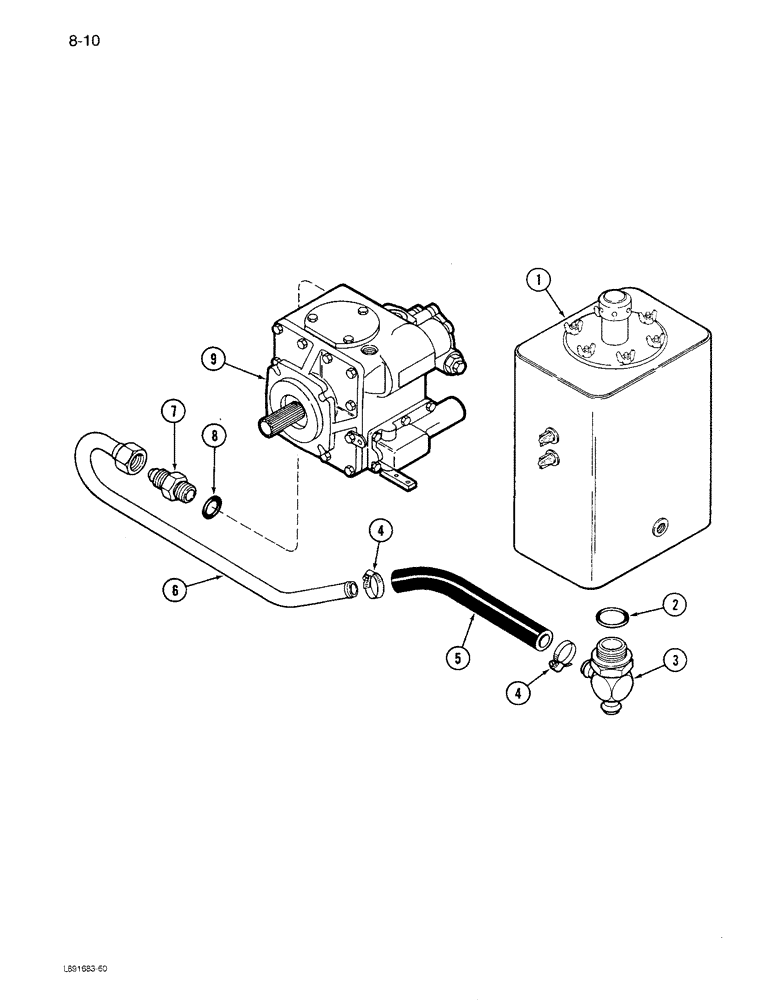 Схема запчастей Case IH 1680 - (8-010) - HYDROSTATIC PUMP SUPPLY SYSTEM, PRIOR TO P.I.N. JJC0047918 (07) - HYDRAULICS