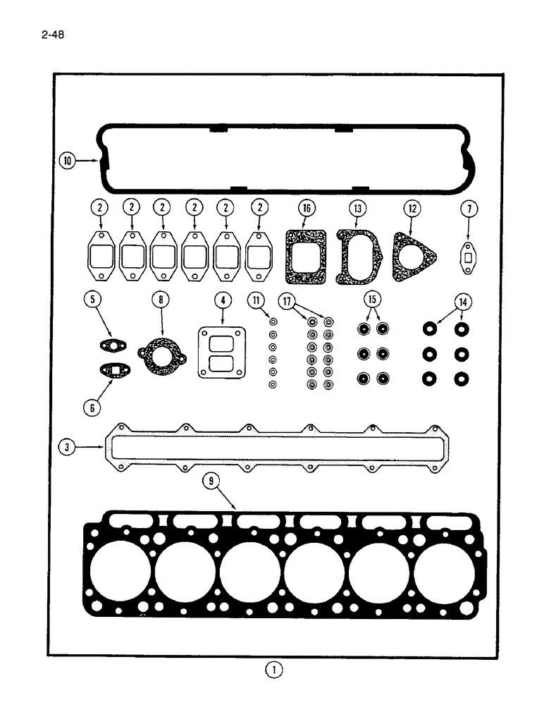 Схема запчастей Case IH 1640 - (2-48) - 1808973C92 GASKET KIT, D466 ENGINE (01) - ENGINE