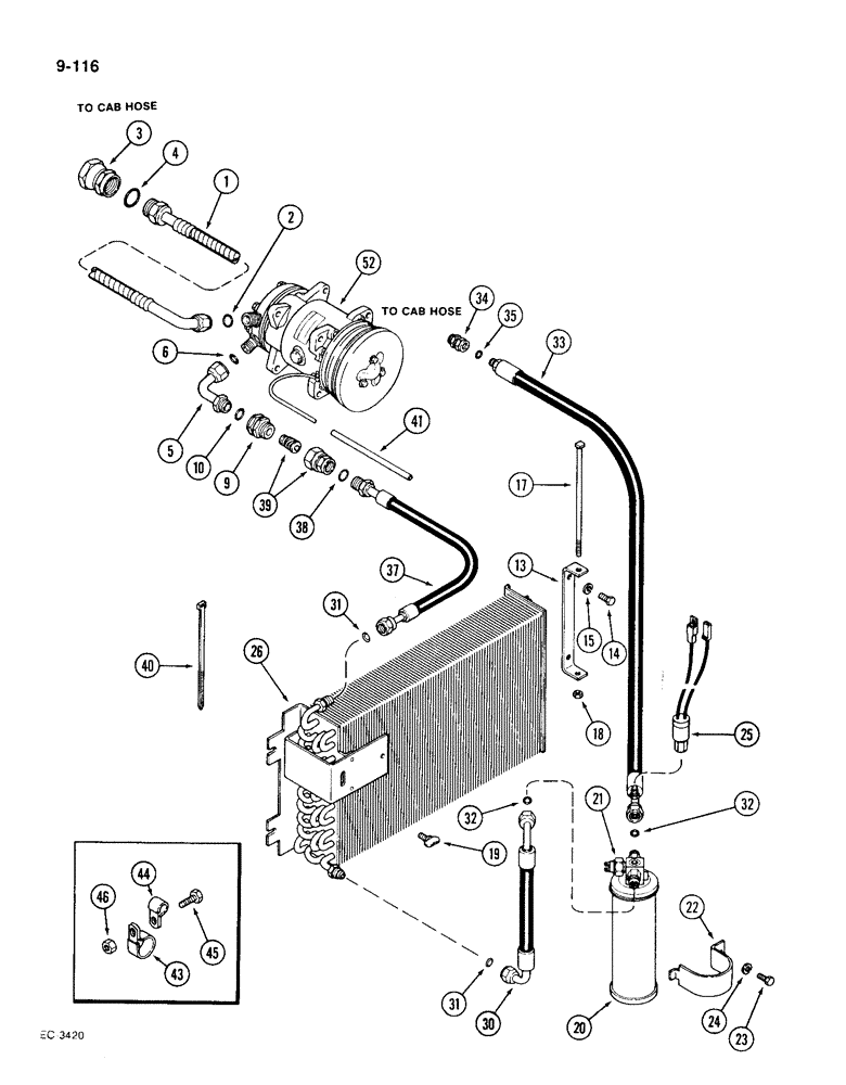 Схема запчастей Case IH 1896 - (9-116) - AIR CONDITIONING, CONDENSER AND RECEIVER DRIER (09) - CHASSIS/ATTACHMENTS