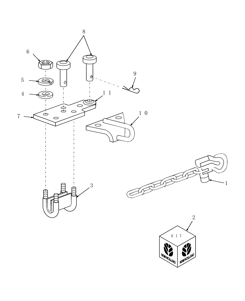 Схема запчастей Case IH DC132 - (12.02) - HITCH EXTENSION & SAFETY CHAIN (12) - MAIN FRAME