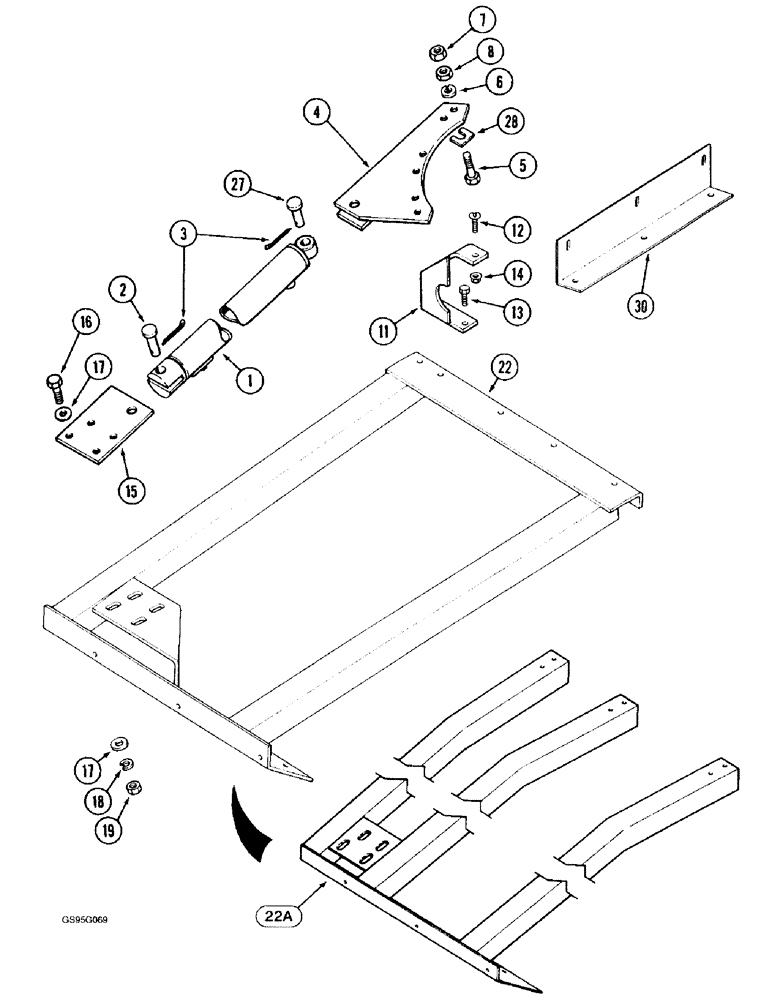 Схема запчастей Case IH 1670 - (9E-28) - UNLOADER SWING CYLINDER SUPPORTS (17) - GRAIN TANK & UNLOADER