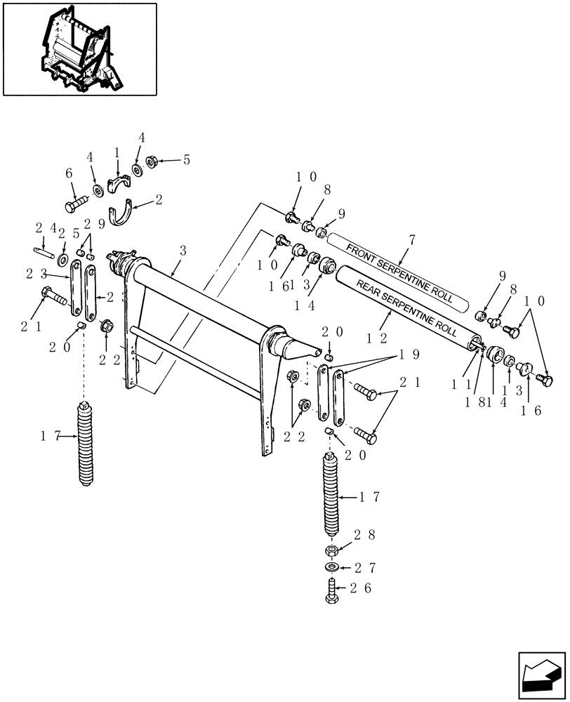 Схема запчастей Case IH RBX461 - (012) - TAKE-UP ARM, SPRINGS & SERPENTINE ROLLER (62) - PRESSING - BALE FORMATION