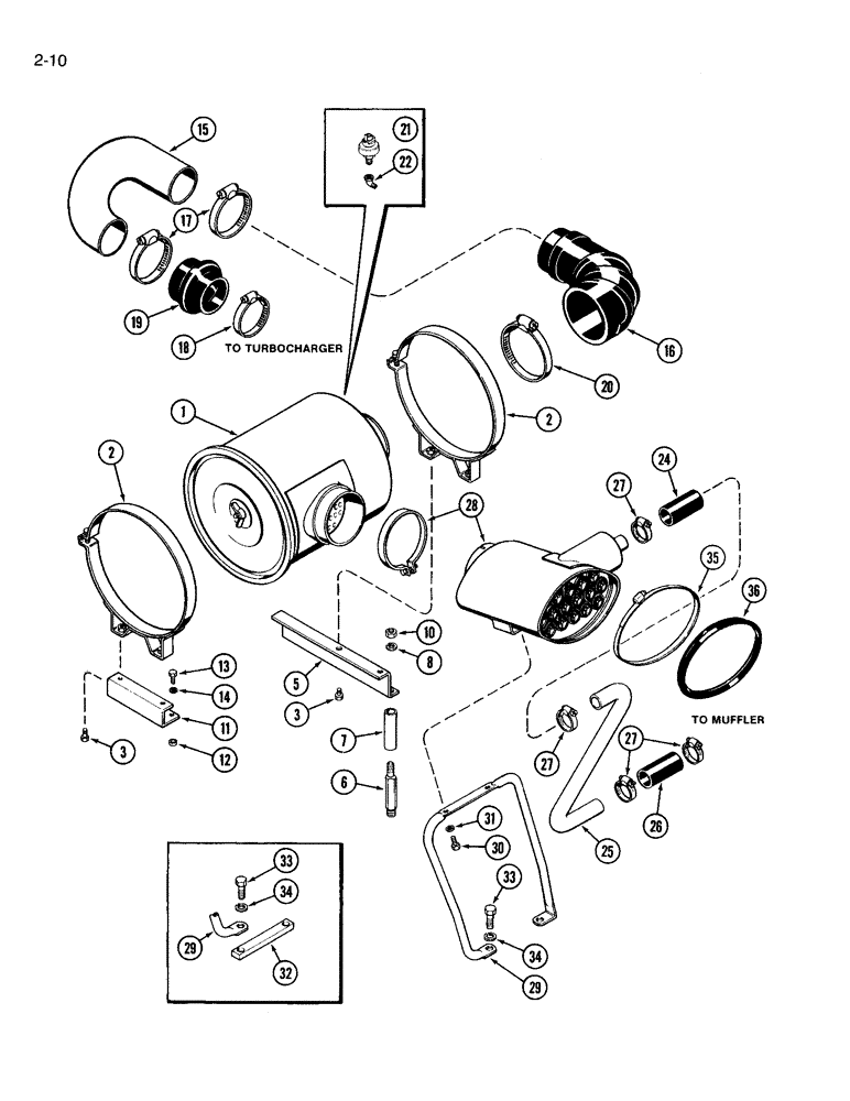 Схема запчастей Case IH 3594 - (2-010) - AIR INDUCTION SYSTEM (02) - ENGINE