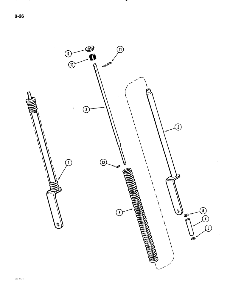 Схема запчастей Case IH 2096 - (9-026) - HOOD LIFT CYLINDER, EARLY PRODUCTION TRACTORS (09) - CHASSIS/ATTACHMENTS