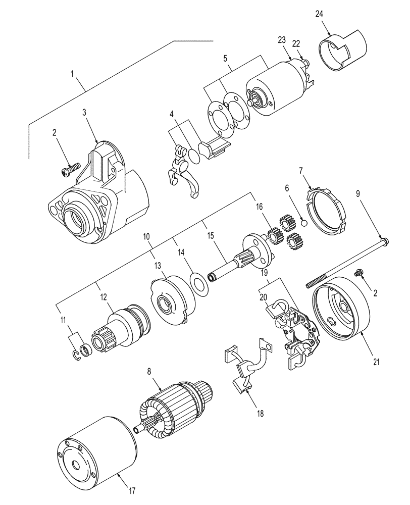 Схема запчастей Case IH DX31 - (01.10) - STARTING MOTOR (01) - ENGINE