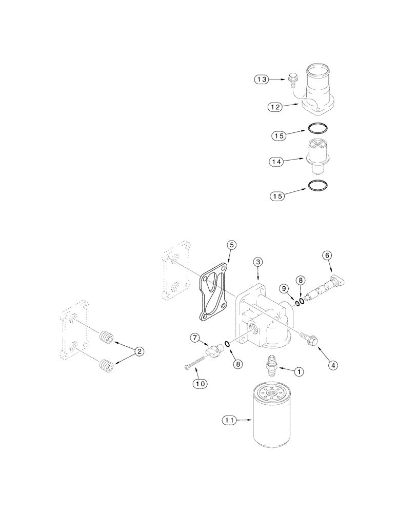 Схема запчастей Case IH PX240 - (02-17) - THERMOSTAT - FILTER, WATER (02) - ENGINE