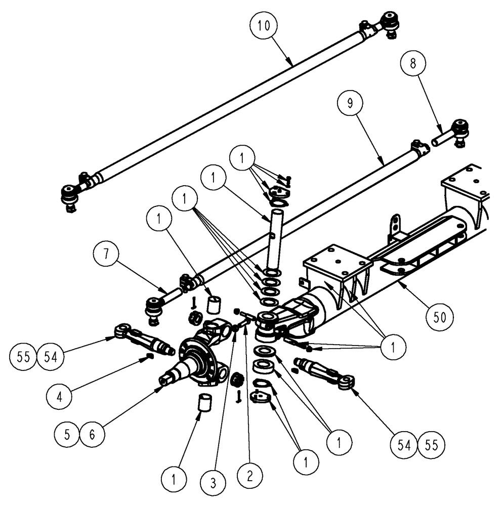 Схема запчастей Case IH TITAN 4020 - (04-003[01]) - AXLE FRONT STEER, ASSY Frame & Suspension