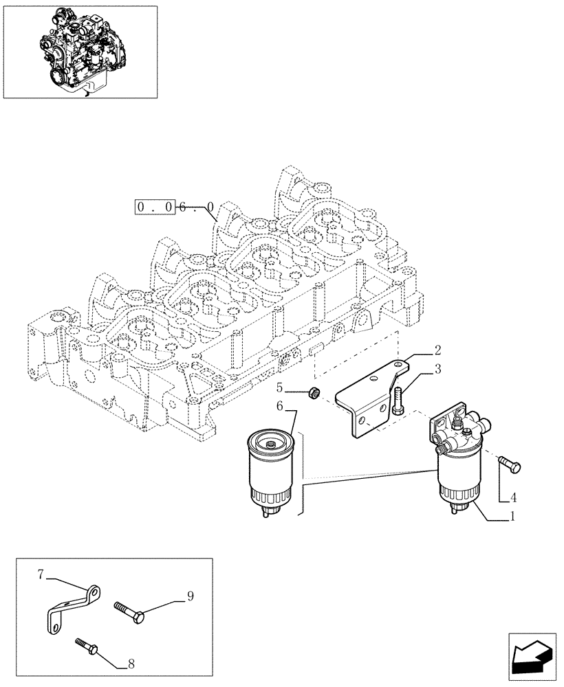 Схема запчастей Case IH PX85 - (0.20.0[01]) - FUEL FILTER (504066075) (02) - ENGINE