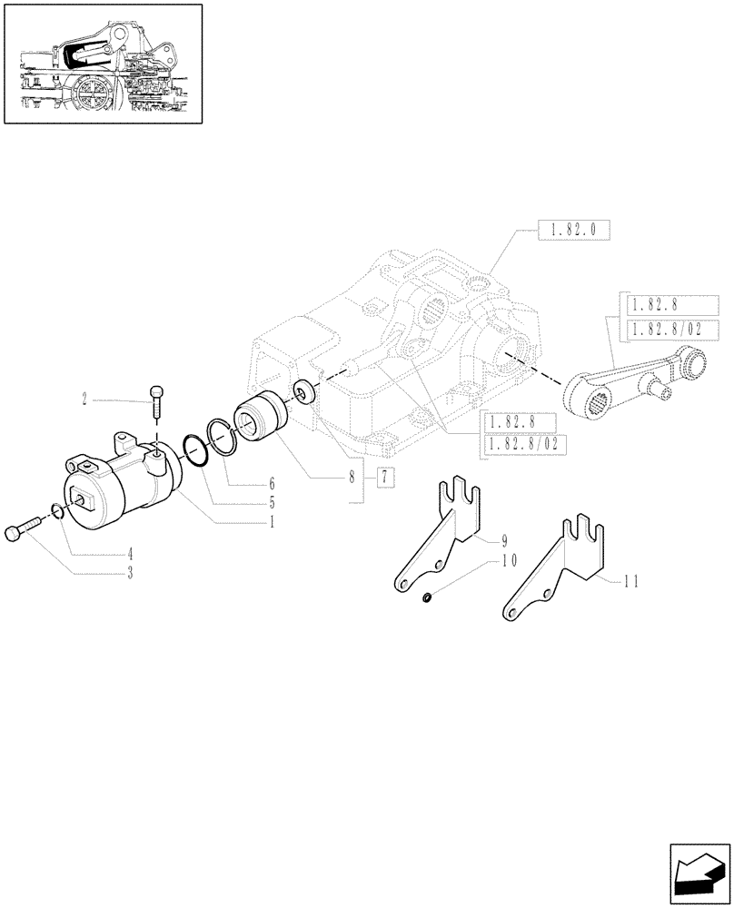 Схема запчастей Case IH MAXXUM 110 - (1.82.6/03[02]) - MDC FOR HEAVY DUTY AXLE - HYDRAULIC LIFT INNER CYLINDER (VAR.330840-331840-331914) (07) - HYDRAULIC SYSTEM