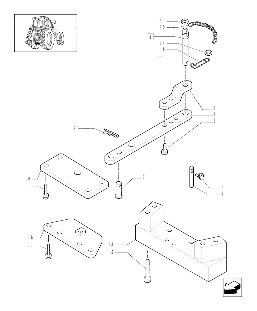 Схема запчастей Case IH MAXXUM 130 - (1.89.0/01) - DRAWBAR FOR SLIDING SUPPORT - (ITALY) (VAR.331918) (09) - IMPLEMENT LIFT