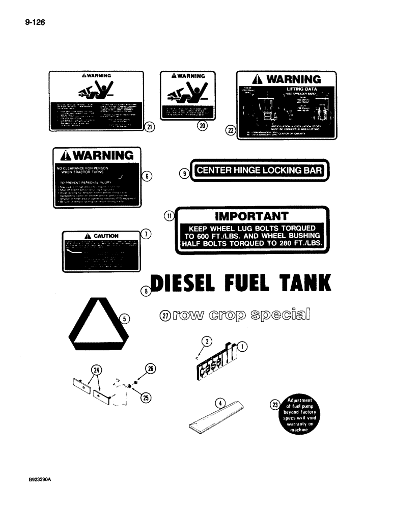 Схема запчастей Case IH 9260 - (9-126) - DECALS (09) - CHASSIS/ATTACHMENTS