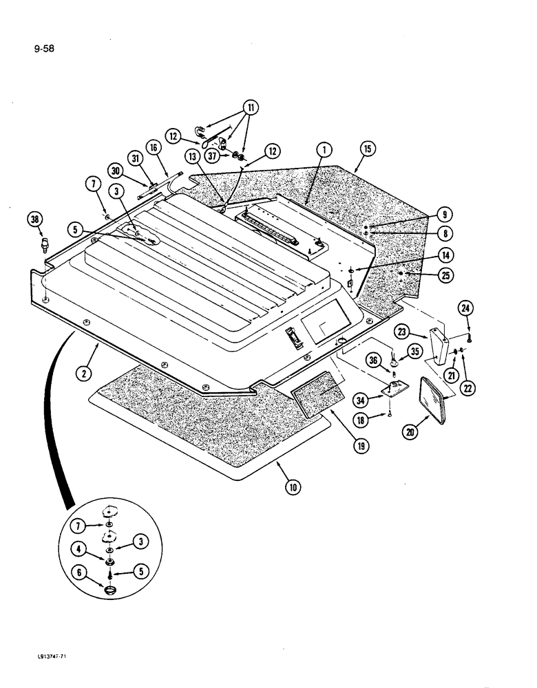 Схема запчастей Case IH 9280 - (9-058) - CAB OVERHEAD CONSOLE (09) - CHASSIS/ATTACHMENTS