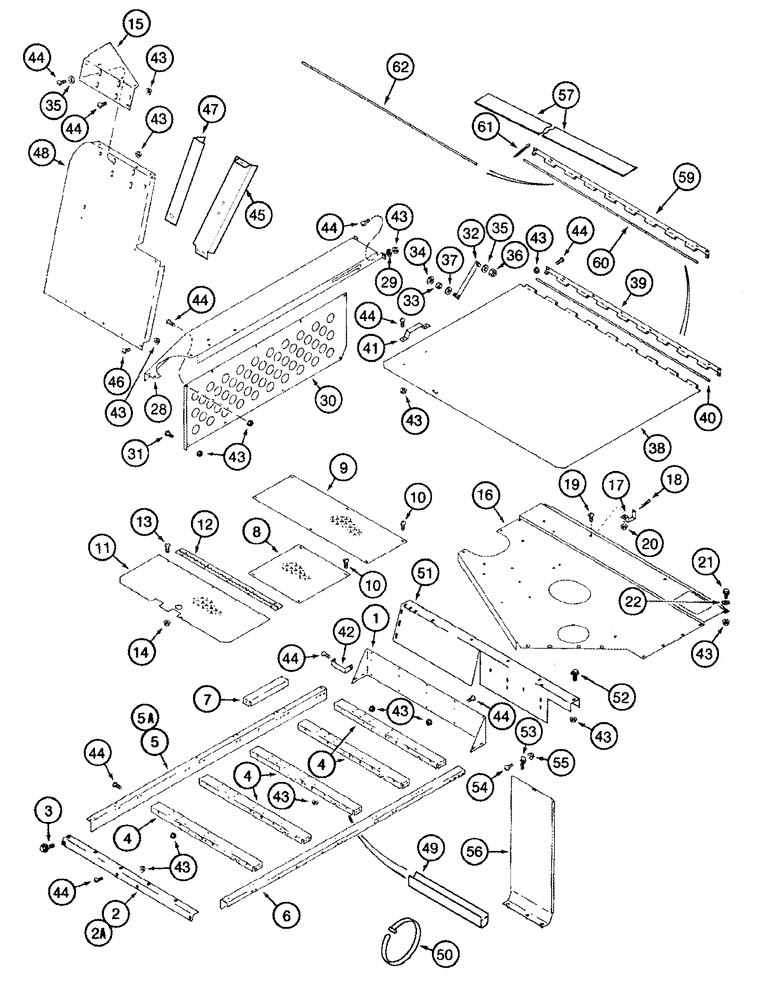 Схема запчастей Case IH 2344 - (09H-01) - SHIELD, ENGINE - DECK, SERVICE (12) - CHASSIS