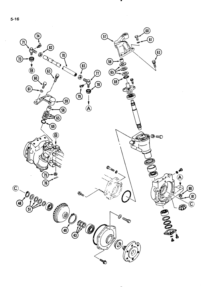 Схема запчастей Case IH 1140 - (5-16) - FRONT AXLE FINAL DRIVE, TIE ROD AND STEERING LINKAGE, MFD TRACTOR (05) - STEERING