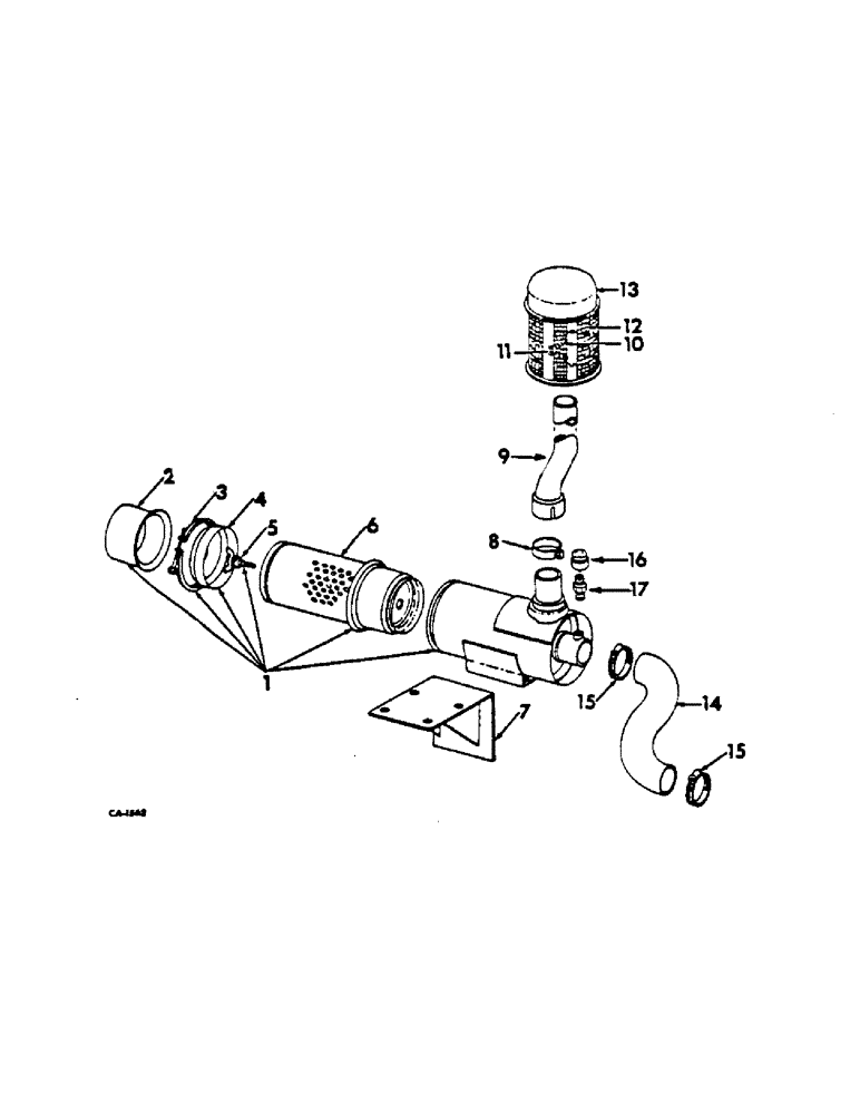 Схема запчастей Case IH 615 - (12-09) - POWER, AIR CLEANER AND CONNECTIONS, CARBURETED ENGINE COMBINES Power