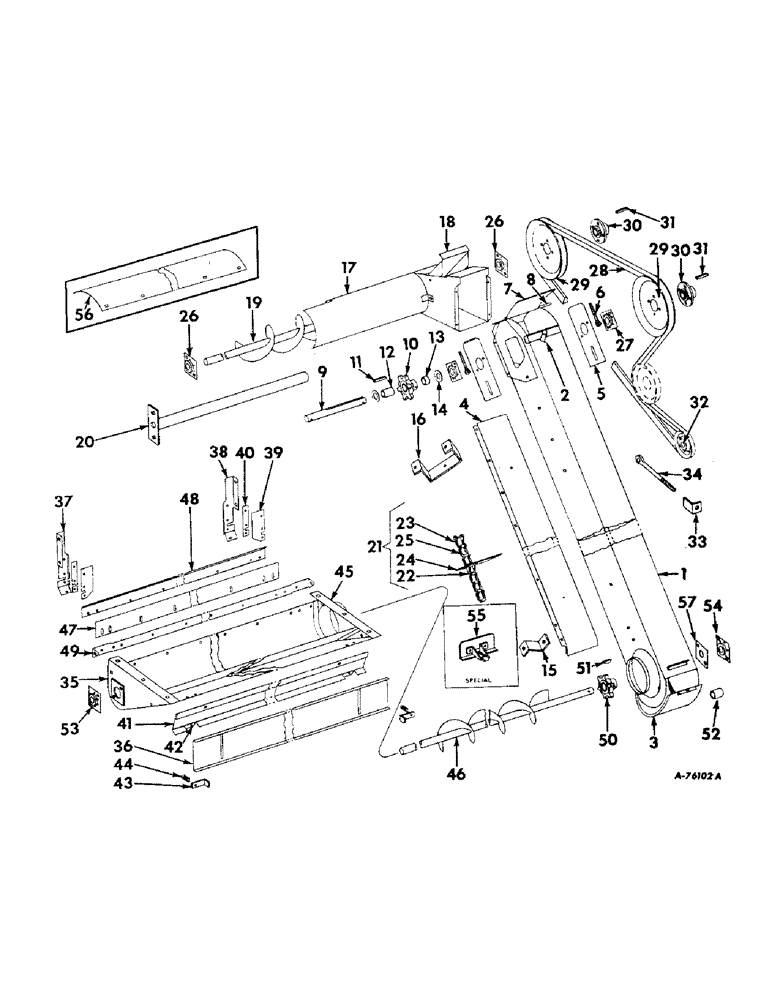 Схема запчастей Case IH 82 - (50) - TAILINGS ELEVATOR, DRIVE, AUGER, TROUGH AND SPECIAL CONVEYOR CHAIN FLIGHT (66) - THRESHING