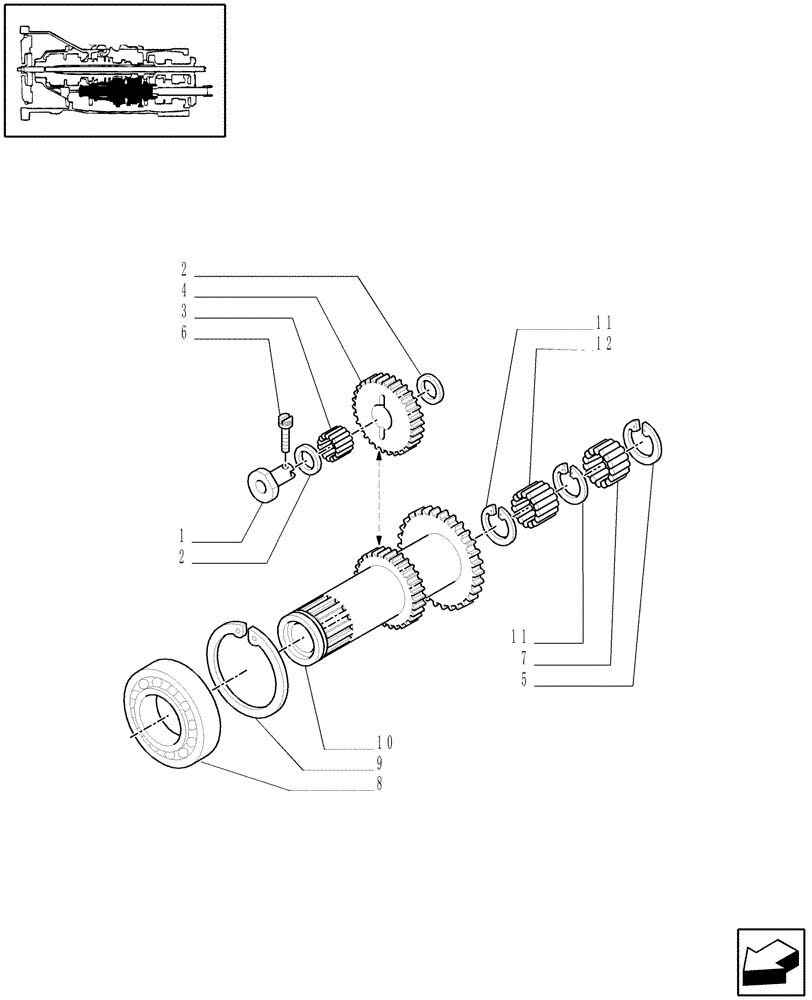 Схема запчастей Case IH JX1075N - (1.28.1/05[03]) - (VAR.297) HI-LO NA - TRANSMISSION GEARS, DRIVE GEAR SHAFT (03) - TRANSMISSION