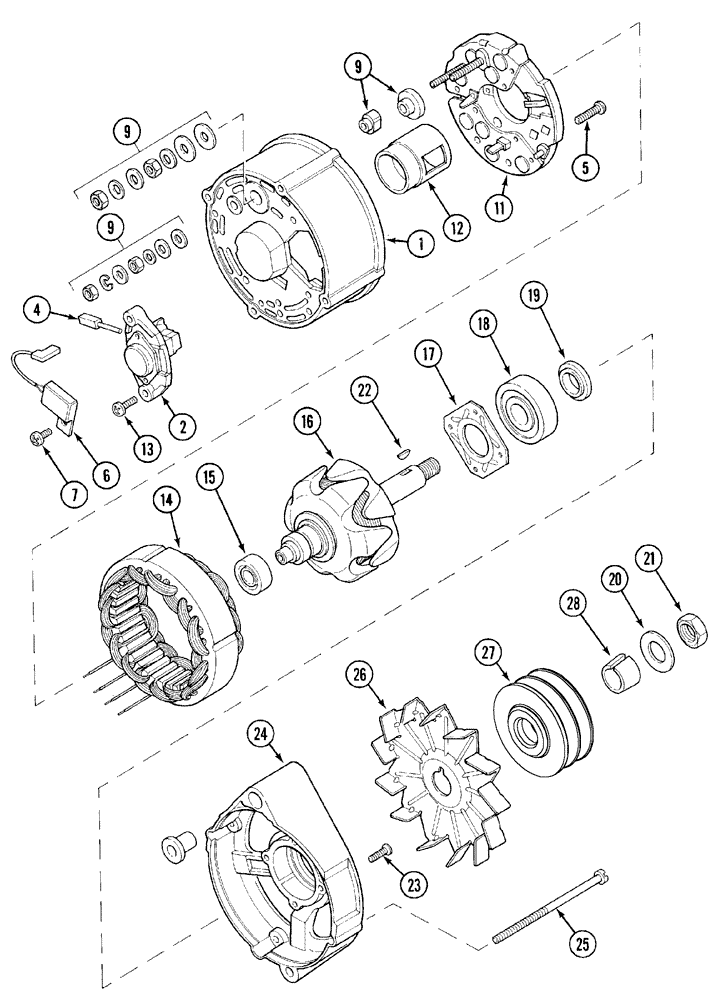 Схема запчастей Case IH MX90C - (04-20) - ALTERNATOR, 95 AMPERE (04) - ELECTRICAL SYSTEMS