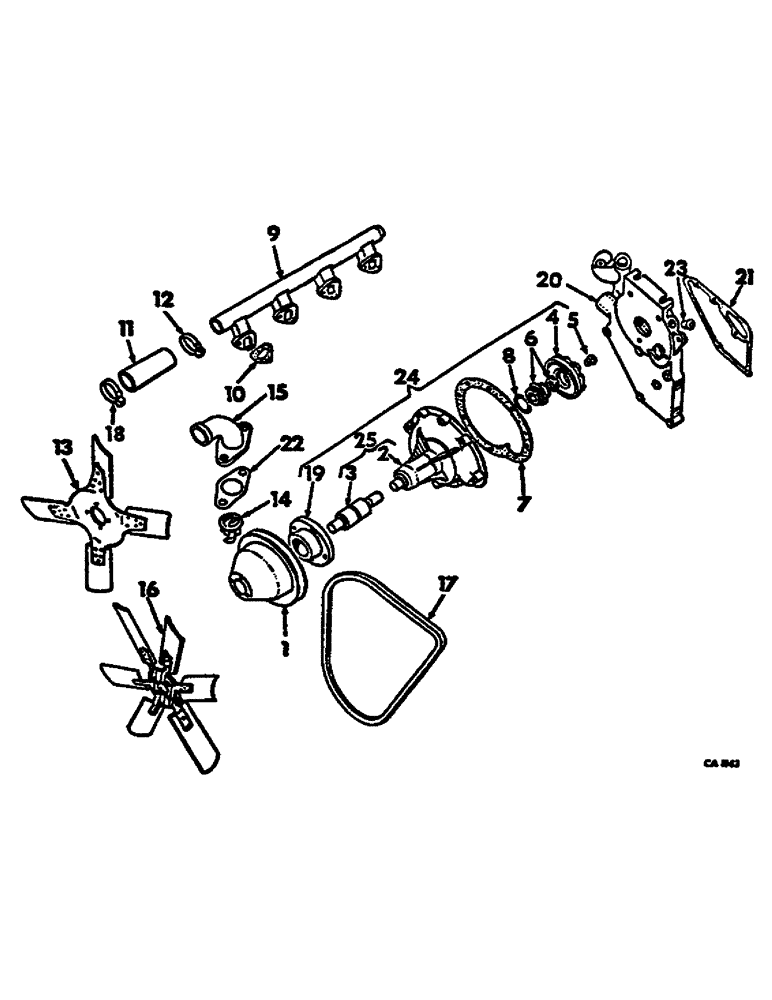 Схема запчастей Case IH 574 - (12-026) - FAN, THERMOSTAT AND WATER PUMP Power