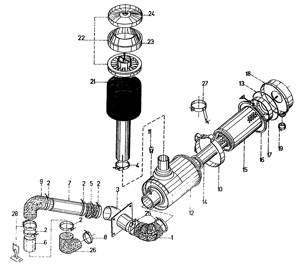 Схема запчастей Case IH 7700 - (C03[03]) - ENGINE AIR CLEANER, SERIAL # 7432 AND ONWARDS Engine & Engine Attachments