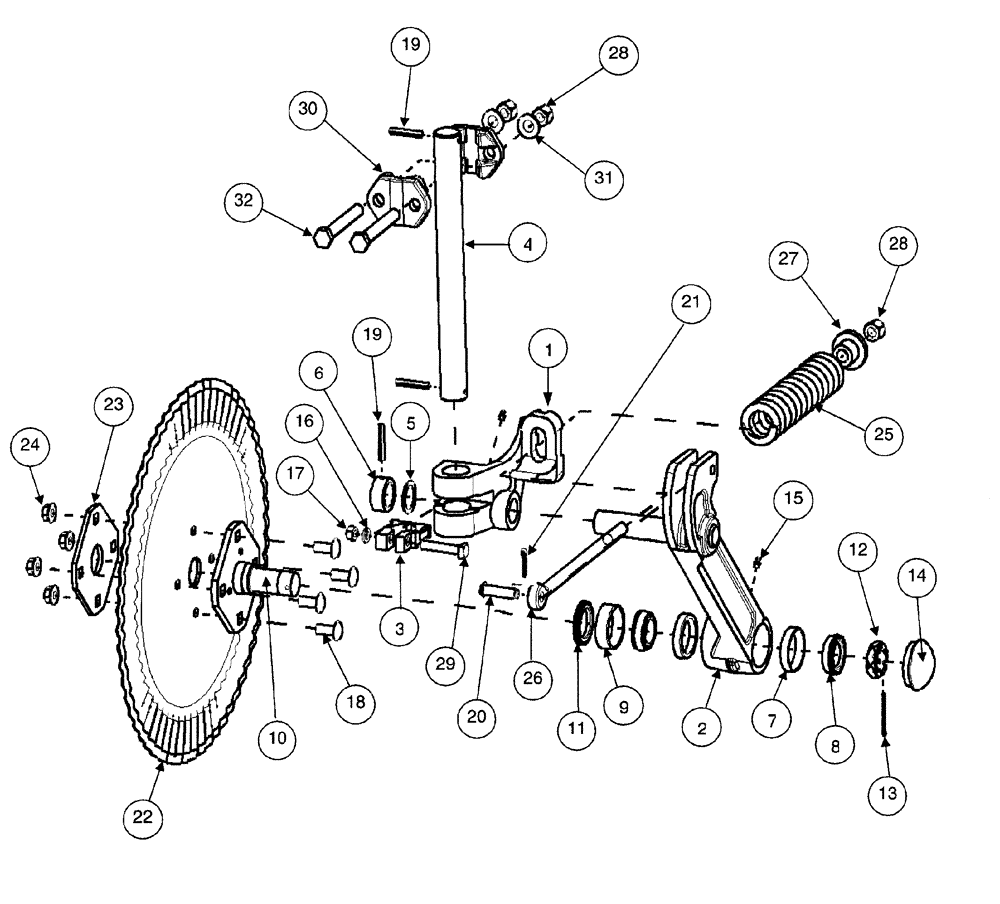 Схема запчастей Case IH 4450 - (09-29) - CUSHION COULTER ASSEMBLY - LAYOUT 