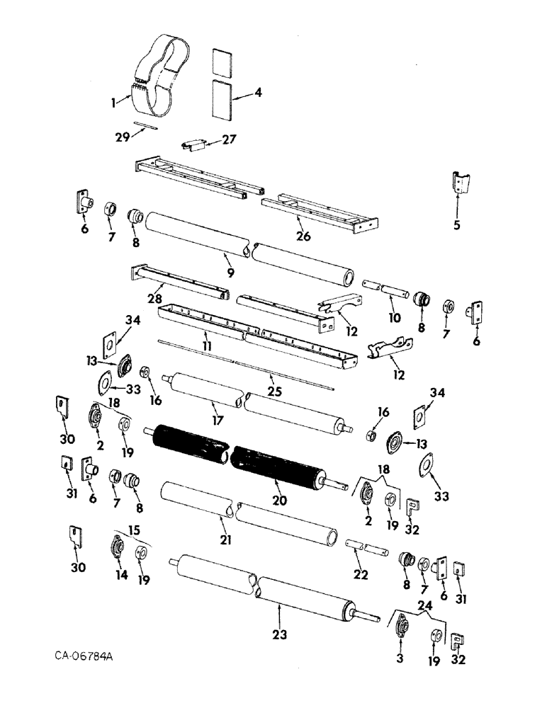 Схема запчастей Case IH 2400 - (B-16) - UPPER CONVEYOR WITH ROLLERS (62) - PRESSING - BALE FORMATION