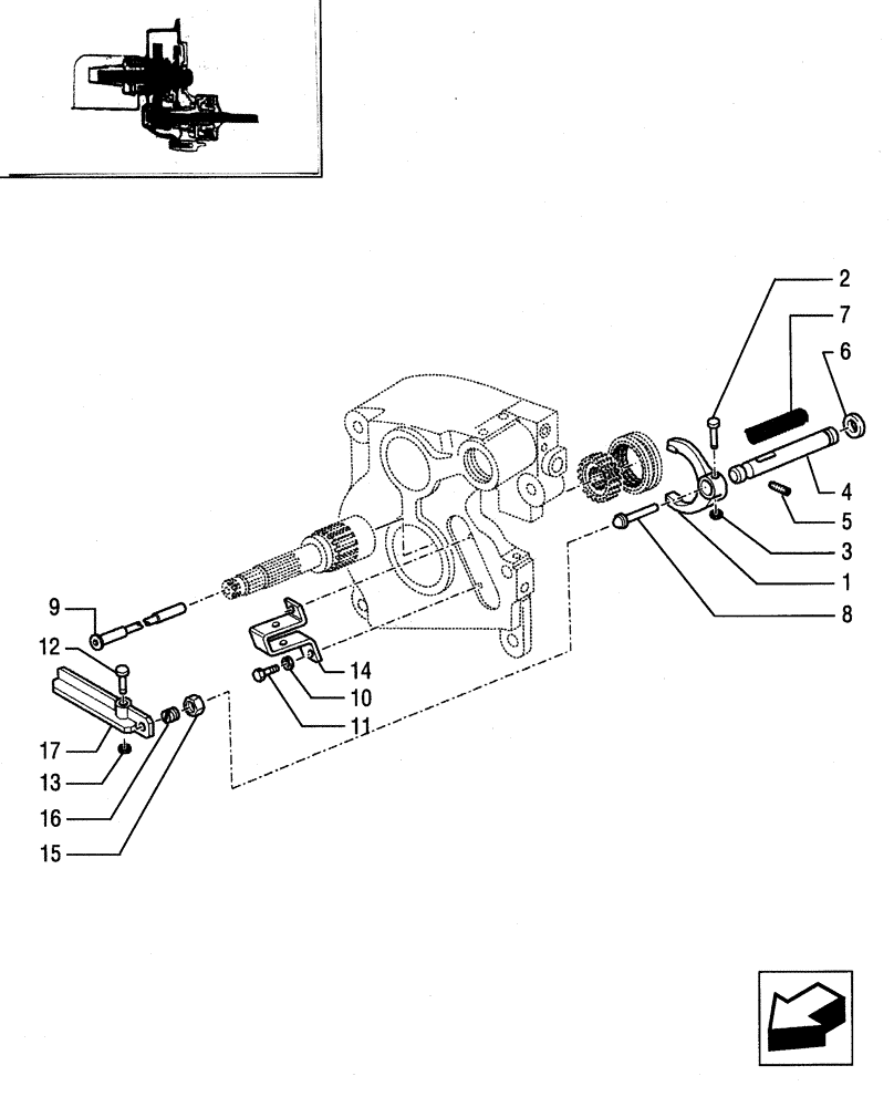 Схема запчастей Case IH JX80 - (1.80.1/04[03]) - (VAR.959) 540-1000 RPM POWER TAKE OFF - SHAFT AND FORK (07) - HYDRAULIC SYSTEM