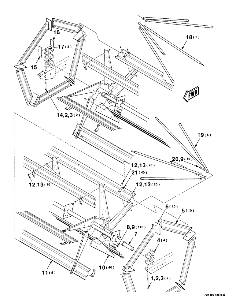 Схема запчастей Case IH 8240 - (2-20) - REEL ASSEMBLY, 25 FOOT (58) - ATTACHMENTS/HEADERS