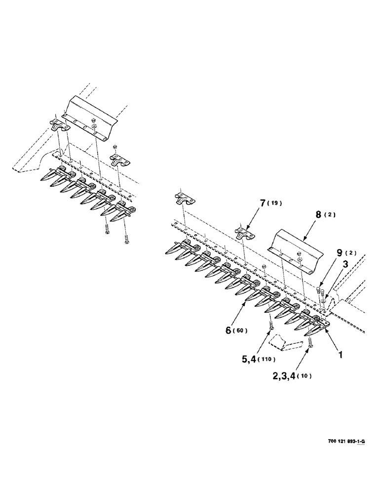 Схема запчастей Case IH 8220 - (3-30) - GUARD ASSEMBLY, 30 FOOT ONLY (58) - ATTACHMENTS/HEADERS