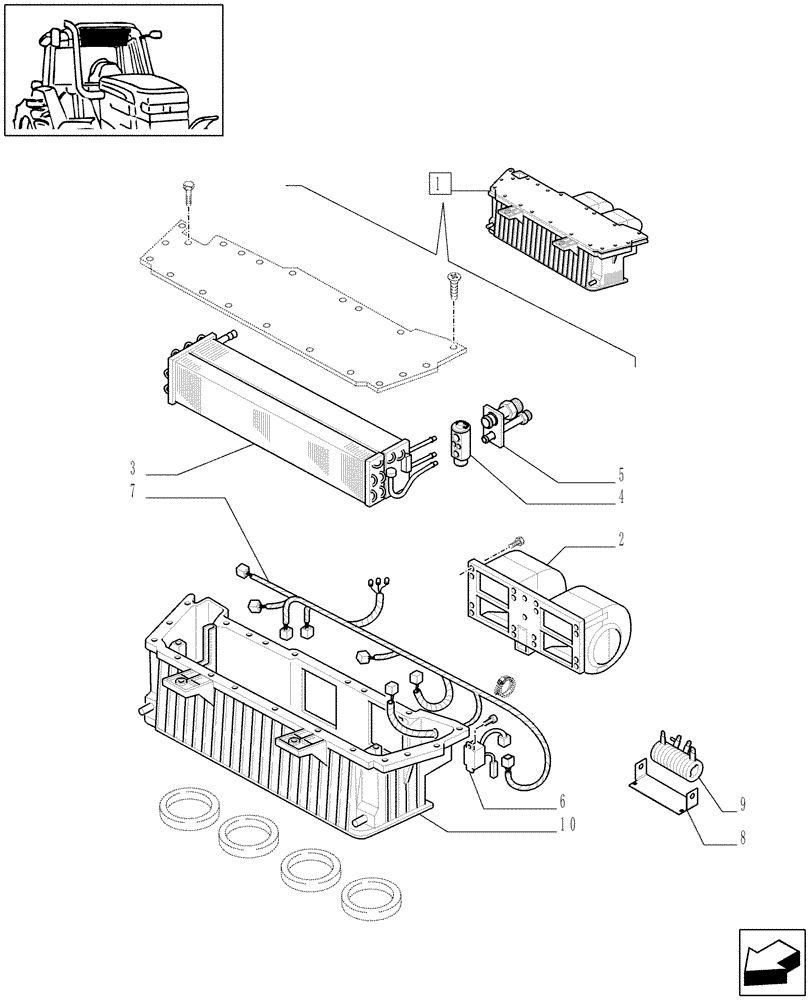 Схема запчастей Case IH JX95 - (1.92.94/01A[01A]) - AIR CONDITIONING - BREAKDOWN - D7039 (10) - OPERATORS PLATFORM/CAB