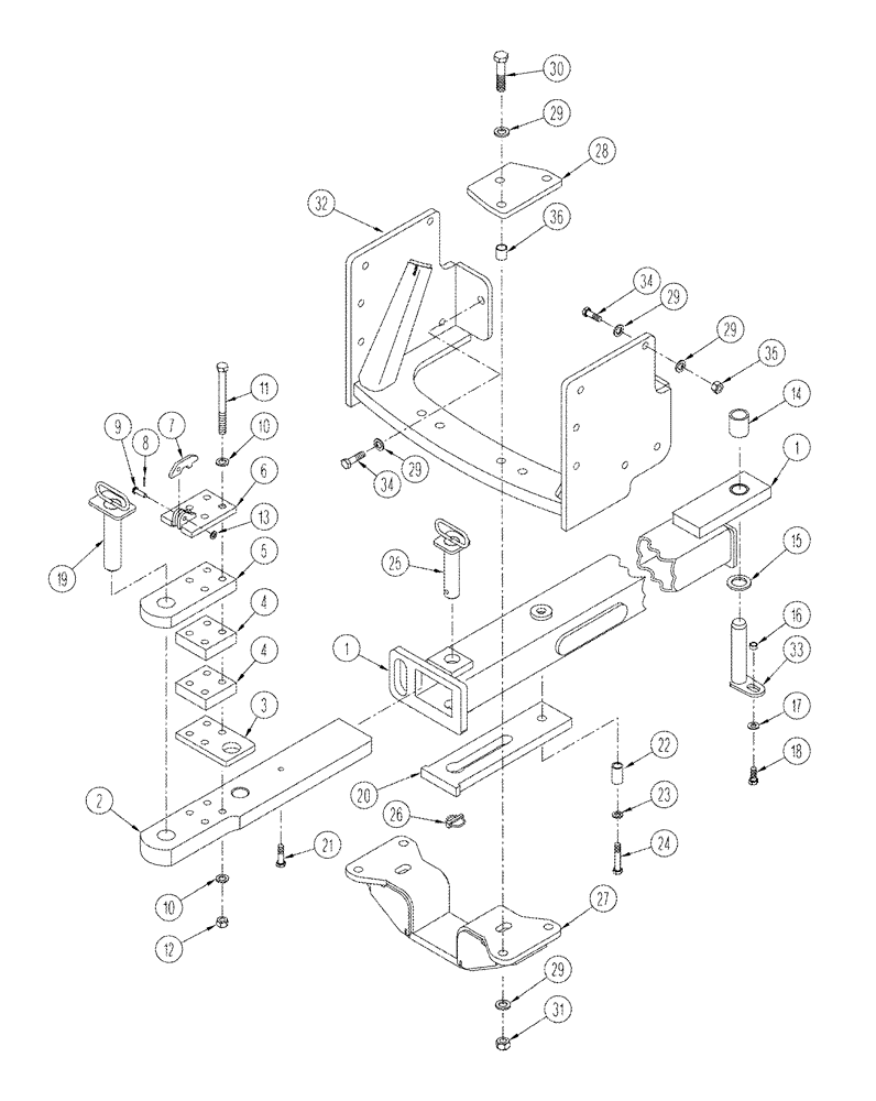 Схема запчастей Case IH STX440 - (09-09) - DRAWBAR HEAVY DUTY WITHOUT THREE POINT HITCH (09) - CHASSIS/ATTACHMENTS