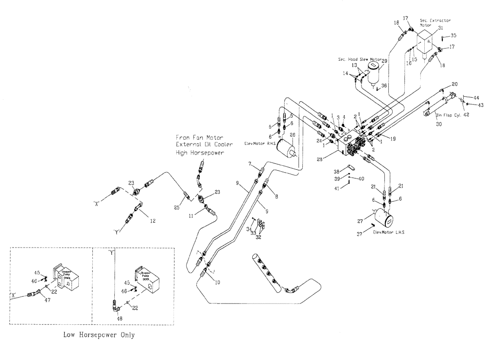 Схема запчастей Case IH 7700 - (B06[28]) - HYDRAULIC CIRCUIT {ELEVATOR} Hydraulic Components & Circuits