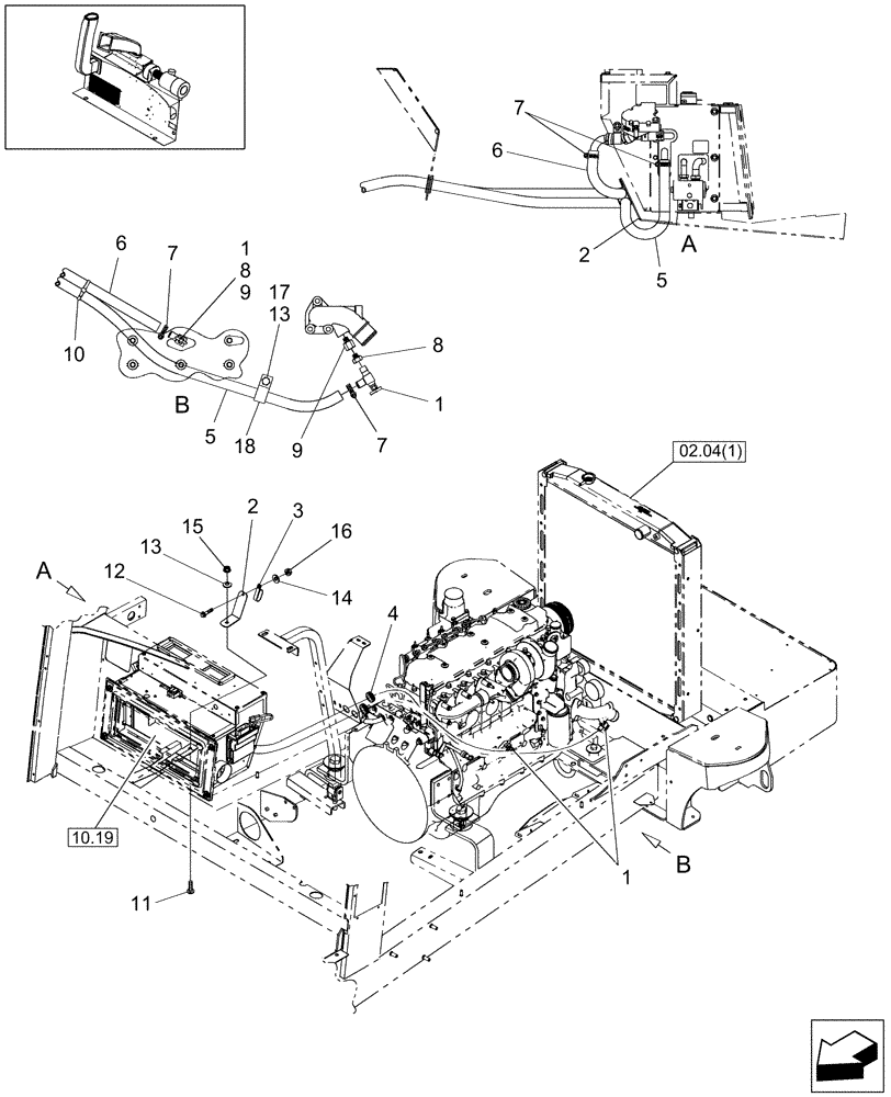 Схема запчастей Case IH WD2303 - (10.17) - HEATER LINES (10) - CAB