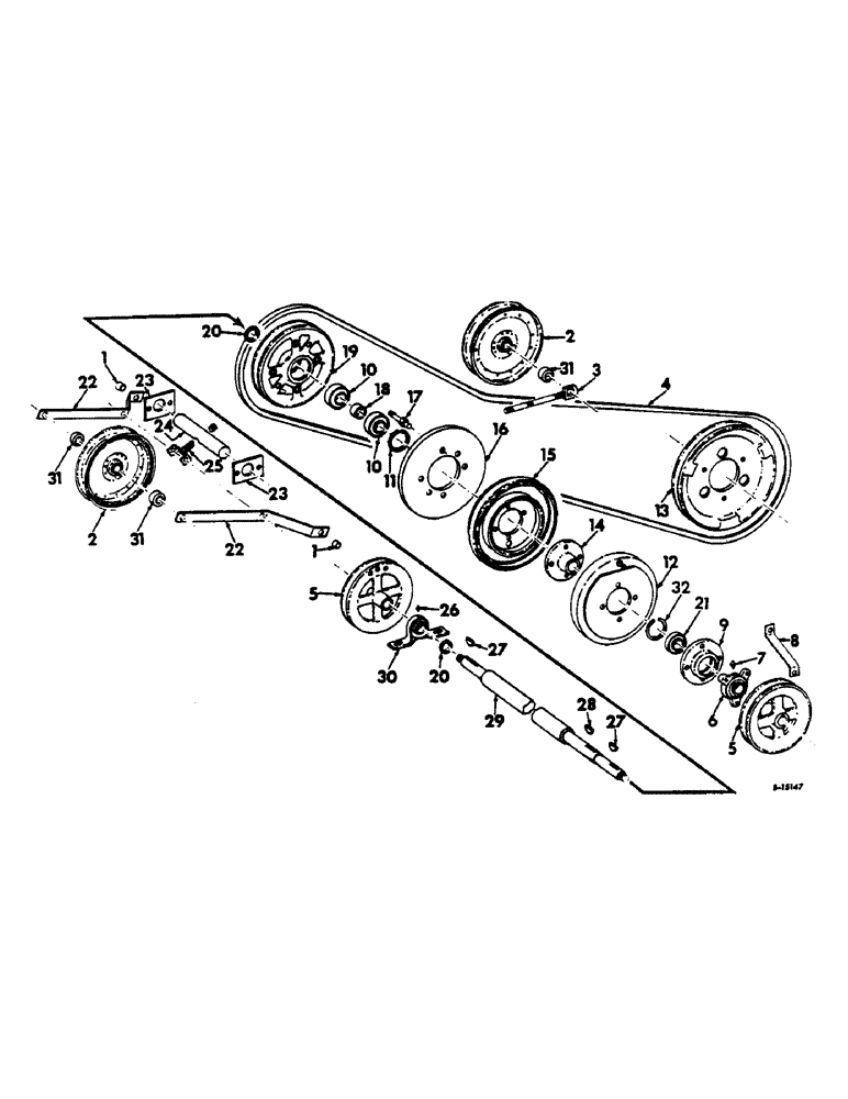 Схема запчастей Case IH 616 - (B-20) - POWER TRAIN, FAN DRIVE AND IDLERS, BELT DRIVE (03) - POWER TRAIN