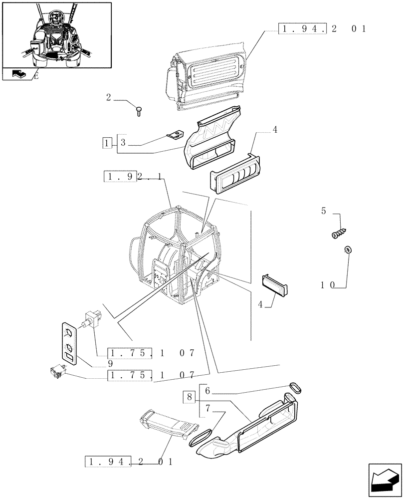Схема запчастей Case IH PUMA 195 - (1.94.2[02]) - HEATING/AIR CONDITIONING - VENTILATION DUCTS (10) - OPERATORS PLATFORM/CAB