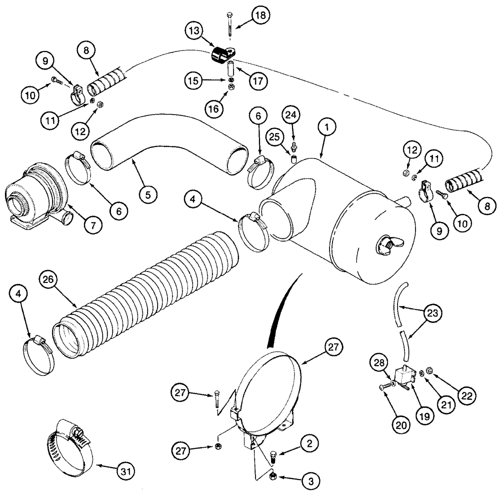 Схема запчастей Case IH CPX420 - (02-04) - AIR INDUCTION SYSTEM (01) - ENGINE