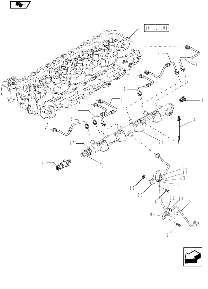 Схема запчастей Case IH MAGNUM 180 - (10.218.02) - INJECTION EQUIPMENT, PIPING (10) - ENGINE