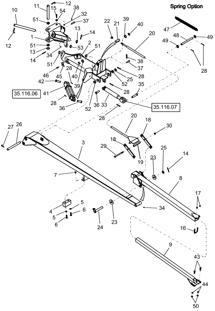 Схема запчастей Case IH 1240 - (39.100.09) - ROW MARKER - FOLDING (39) - FRAMES AND BALLASTING