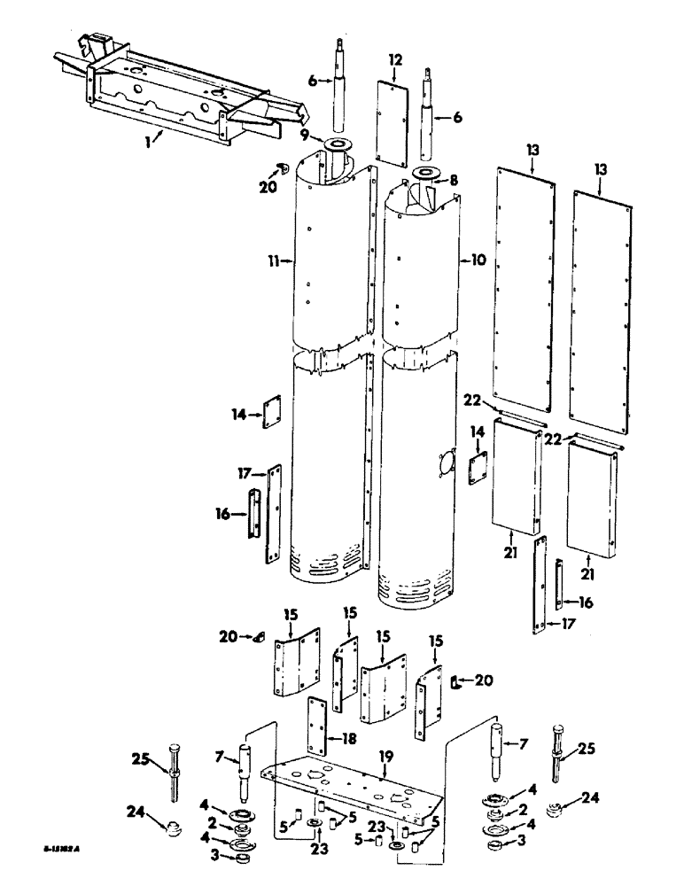 Схема запчастей Case IH 95 - (19-09) - BASKET AND CONVEYOR, ELEVATOR HOUSING AND AUGERS Basket & Conveyor