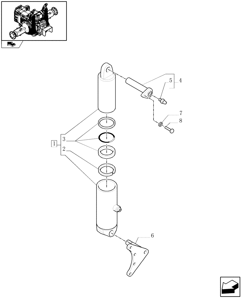 Схема запчастей Case IH MAXXUM 120 - (1.82.6) - HYDRAULIC POWER LIFT - CYLINDER AND PINS (07) - HYDRAULIC SYSTEM