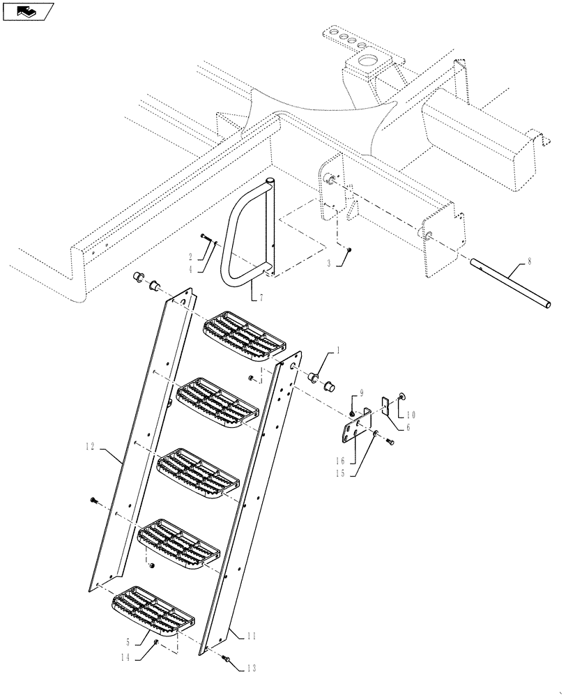 Схема запчастей Case IH 4420 - (04-038) - LADDER/RAIL GROUP, FRONT Suspension & Frame