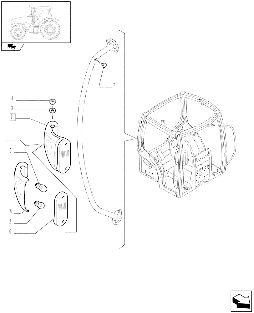 Схема запчастей Case IH PUMA 115 - (1.75.6[02]) - FRONT LIGHT FITTING ON CAB HANDLE - C6550 (06) - ELECTRICAL SYSTEMS