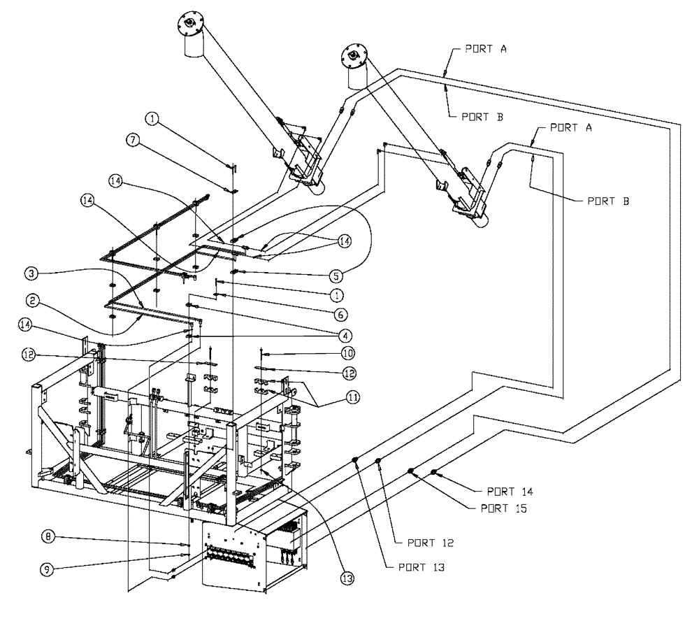 Схема запчастей Case IH 438 - (02-040) - 6” AUGER HYDRAULIC TUBES GROUP, DOUBLE & TRIPLE BIN, 37 & 50 CU. FT Bin Group