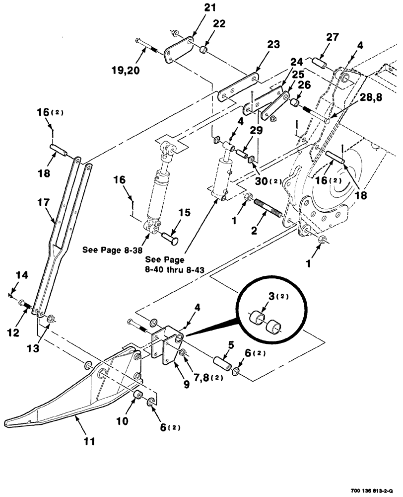 Схема запчастей Case IH 8880HP - (07-080) - LIFT ARM AND FLOTATION ASSEMBLIES - RIGHT (58) - ATTACHMENTS/HEADERS