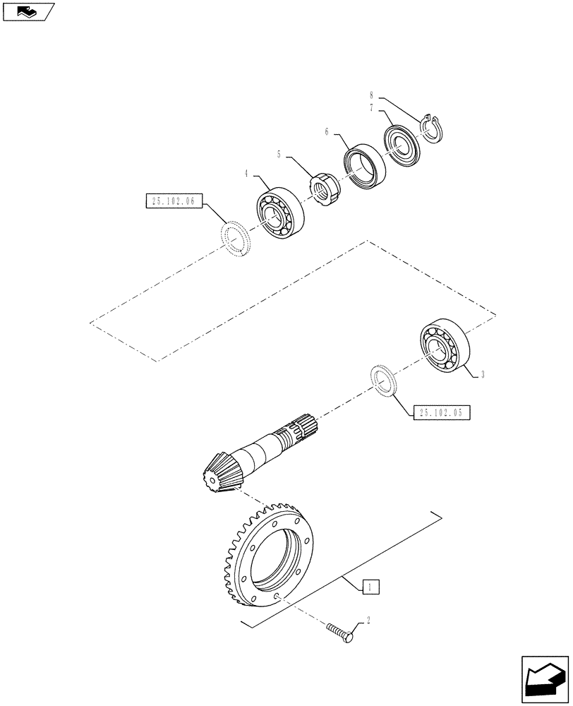 Схема запчастей Case IH PUMA 160 - (25.102.03) - VAR - 390409 - CL.3 STANDARD FRONT AXLE - RING & PINION (25) - FRONT AXLE SYSTEM