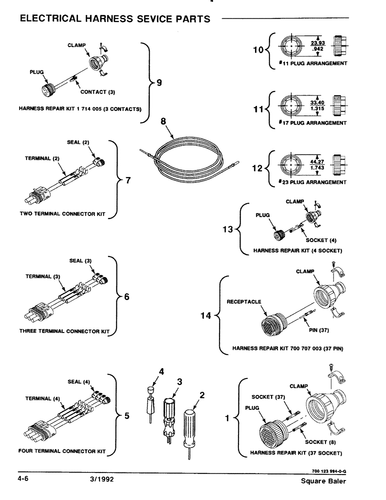 Схема запчастей Case IH 8570 - (4-06) - ELECTRICAL HARNESS SERVICE PARTS (06) - ELECTRICAL